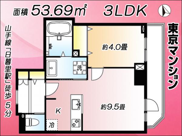 中古マンション 荒川区西日暮里２丁目7-20 JR山手線日暮里駅 5,980万円