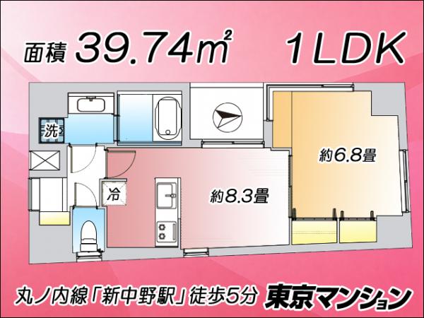 中古マンション 中野区本町６丁目26-7 丸の内線新中野駅 6,198万円