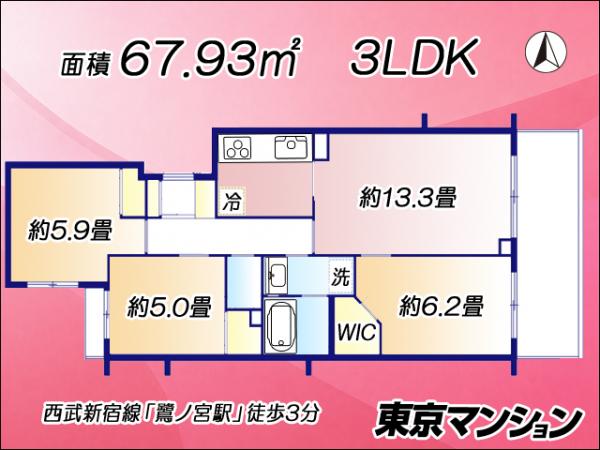 中古マンション 中野区若宮３丁目58-7 西武新宿線鷺ノ宮駅 7,980万円
