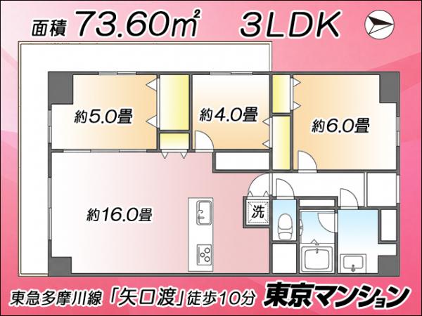 中古マンション 大田区多摩川２丁目27-6 東急多摩川線矢口渡駅 5,499万円
