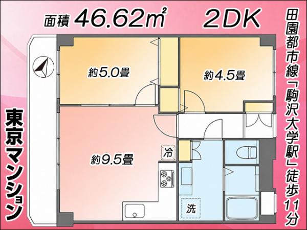 中古マンション 世田谷区上馬５丁目13-10 東急田園都市線駒沢大学駅 4,280万円