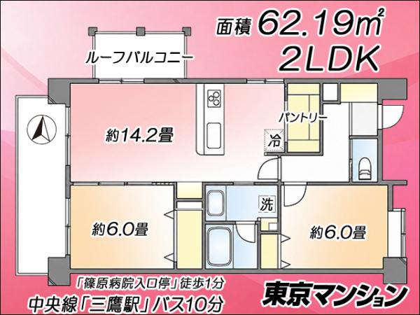 中古マンション 三鷹市下連雀７丁目3-1 JR中央線三鷹駅 5,780万円