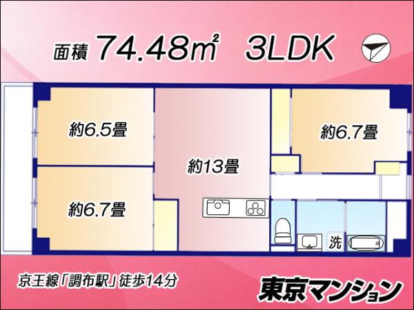 中古マンション 調布市富士見町３丁目21-22 京王線調布駅 4,380万円