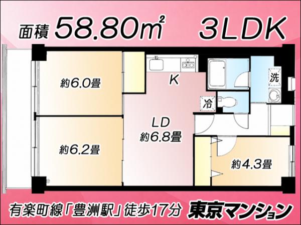 中古マンション 江東区枝川１丁目15-9 有楽町線豊洲駅 5,500万円