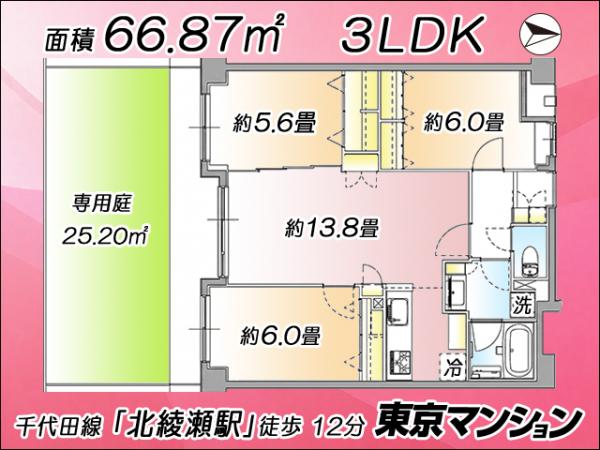 中古マンション 足立区青井４丁目46-22 千代田線北綾瀬駅 4,190万円