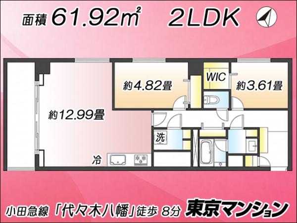 中古マンション 渋谷区元代々木町49-20 小田急線代々木八幡駅 6,980万円