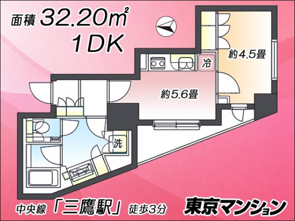 中古マンション 三鷹市上連雀２丁目2-10 JR中央線三鷹駅 5,690万円