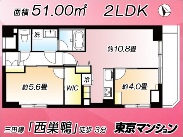 中古マンション 北区滝野川１丁目 都営三田線西巣鴨駅 6,380万円