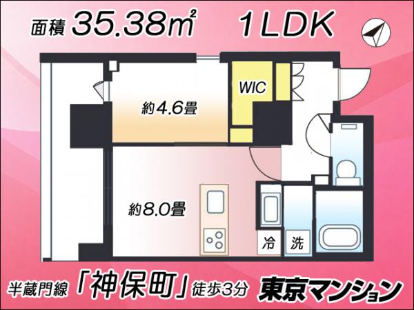 中古マンション 千代田区神田神保町１丁目 半蔵門線神保町駅 8,680万円