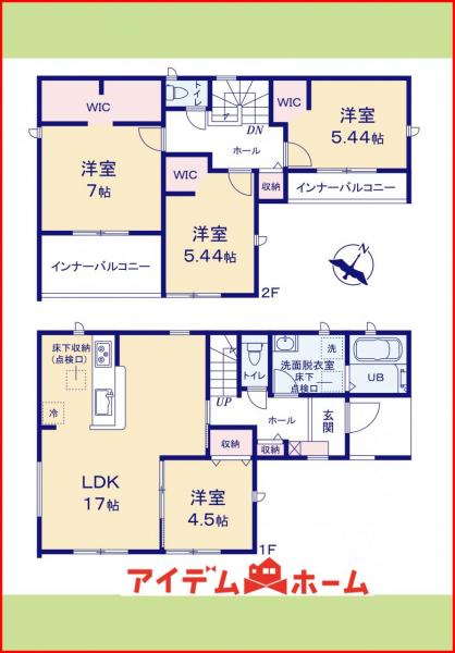 新築一戸建て 稲沢市平和町西光坊宮西1-1 名鉄尾西線渕高駅 1,998万円