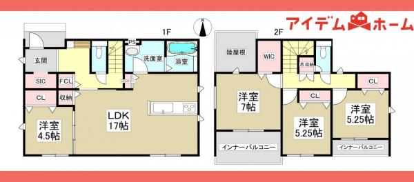 新築一戸建て 春日井市上田楽町3399-1 名鉄小牧線小牧駅 3,480万円