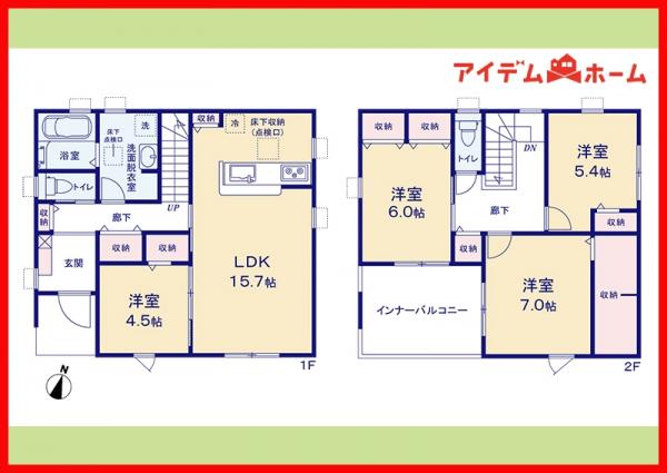 新築一戸建て 北名古屋市熊之庄屋形3303 名鉄犬山線徳重・名古屋芸大駅 3,480万円
