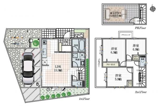 新築戸建 杉並区浜田山１丁目 京王井の頭線西永福駅 1億3,290万円～1億3,390万円