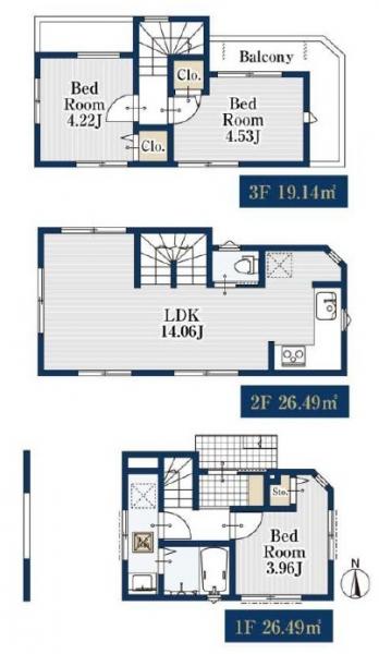 新築戸建 杉並区梅里１丁目 丸の内線新高円寺駅 7,780万円