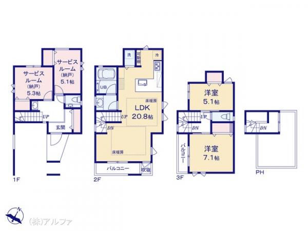 新築戸建 東京都世田谷区桜１丁目20-2 東急世田谷線上町駅 1億3,980万円