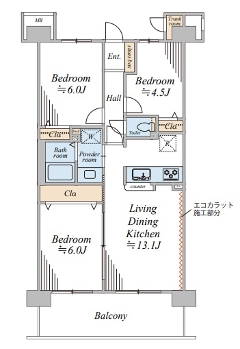 中古マンション 埼玉県三郷市戸ケ崎２丁目 つくばエクスプレス三郷中央駅 2,298万円
