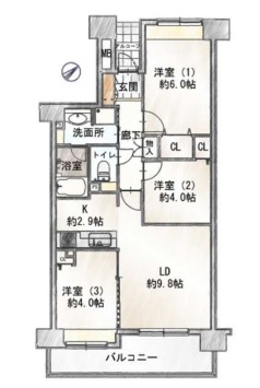 中古マンション 越谷市大字西方 東武伊勢崎線新越谷駅 3,980万円