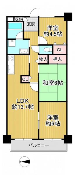 中古マンション 枚方市田口山２丁目 JR学研都市線長尾駅 1,650万円