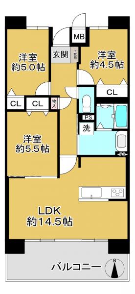 中古マンション 枚方市津田駅前２丁目 JR学研都市線津田駅 2,390万円