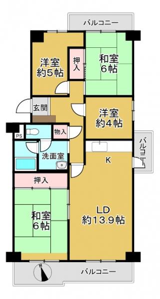 中古マンション 寝屋川市打上宮前町 JR学研都市線寝屋川公園駅 1,360万円