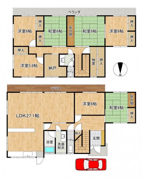 中古戸建 交野市妙見坂２丁目 JR学研都市線星田駅 2,490万円
