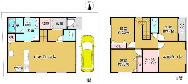 新築戸建 枚方市楠葉中之芝１丁目 京阪本線樟葉駅 4,380万円