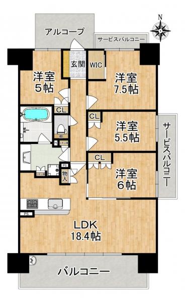 中古マンション 長岡京市神足稲葉 JR東海道本線（米原〜神戸）長岡京駅 6,340万円