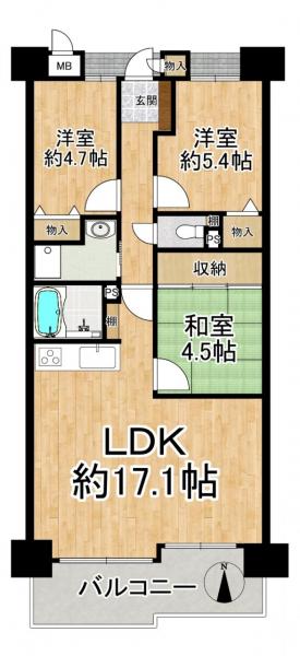 中古マンション 京田辺市草内鐘鉦割 近鉄京都線新田辺駅 1,780万円