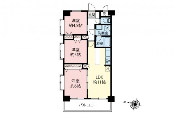 ライオンズマンション若葉　2階 間取り図