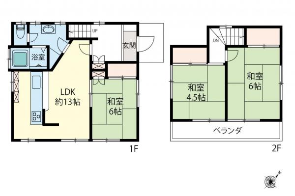 鶴ヶ島市中新田　中古一戸建て 間取り図