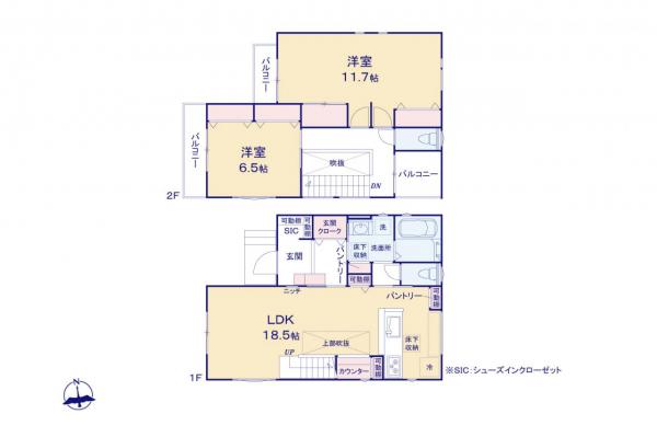 志木市柏町5丁目　未入居　中古一戸建て 間取り図