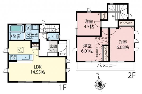 小平市上水新町3丁目　新築戸建 間取り図