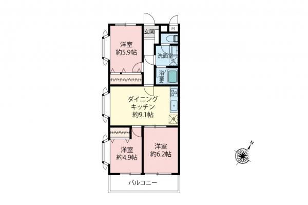 グローリア初穂飯能　3階 間取り図