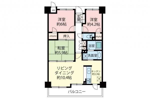 サーパス新所沢けやき台　3階 間取り図