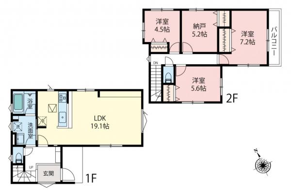 【+１空間ご希望の方に。納戸付き住宅】新座市畑中2丁目　新築一戸建て 間取り図