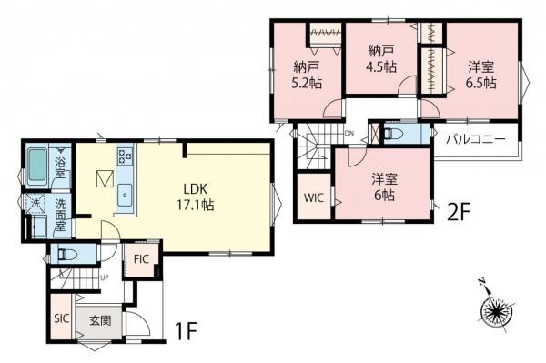 【+１空間ご希望の方に。納戸付き住宅】新座市畑中2丁目　新築一戸建て 間取り図