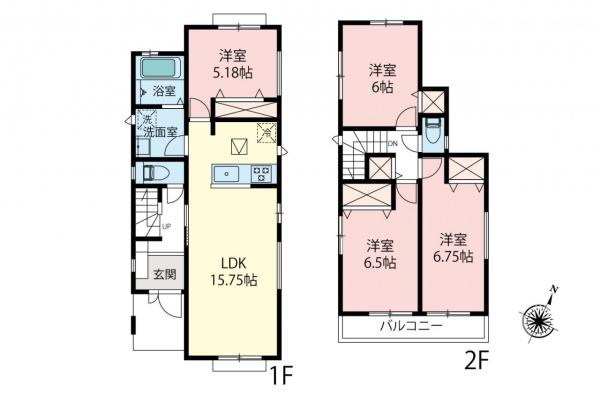 川越市郭町2丁目　新築一戸建て 間取り図