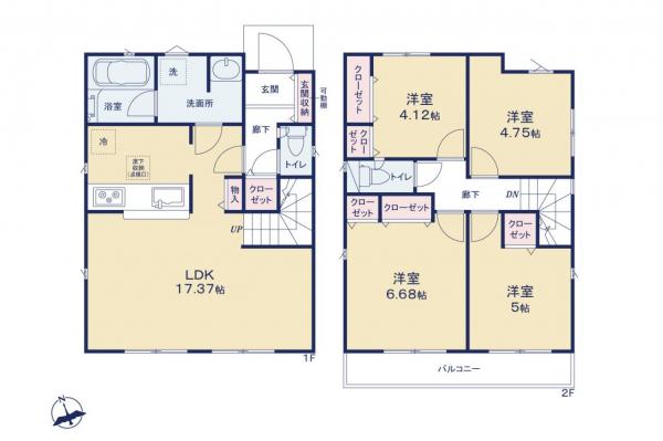 小平市上水新町2丁目　新築一戸建て 間取り図