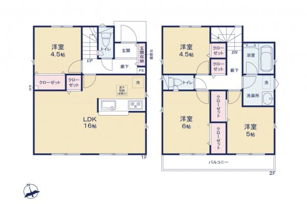 小平市上水新町2丁目　新築一戸建て 間取り図
