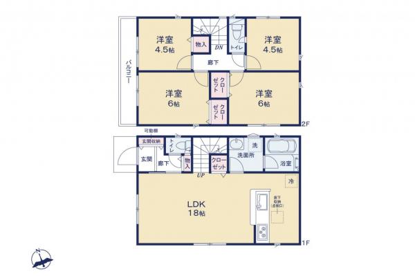 小平市上水新町2丁目　新築一戸建て 間取り図