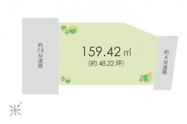 【両面道路／48坪】川越市旭町1丁目　土地 区画図