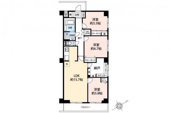 ヴァンヴェール入間　３階 間取り図