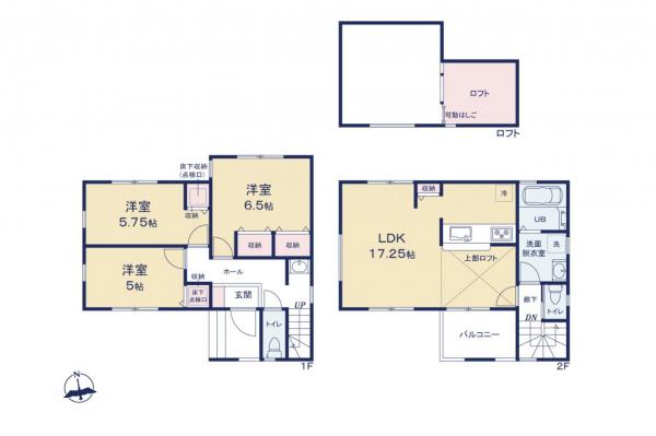 【８月おすすめ物件】板橋区高島平4丁目　新築一戸建て 間取り図