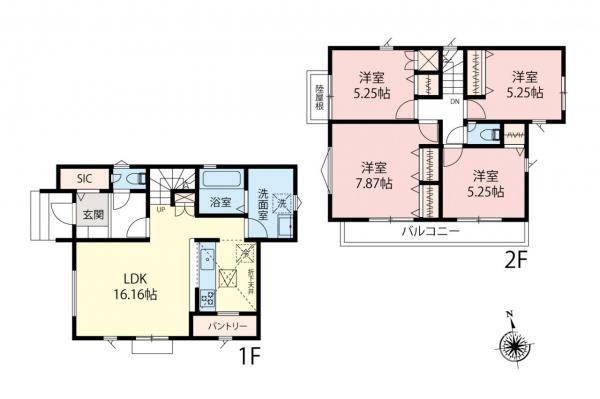 川越市小仙波2丁目　新築一戸建て 間取り図