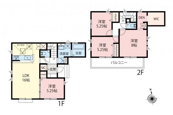 川越市小仙波2丁目　新築一戸建て 間取り図