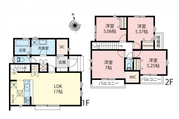 川越市小仙波2丁目　新築一戸建て 間取り図