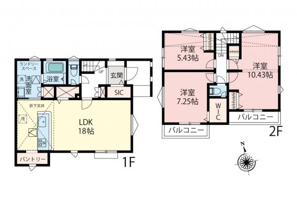 所沢市上新井2丁目　新築一戸建て 間取り図