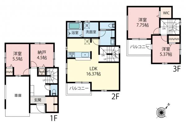 川越市旭町3丁目　新築一戸建て 間取り図