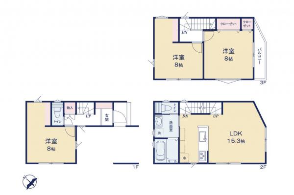 川越市稲荷町　新築一戸建て 間取り図