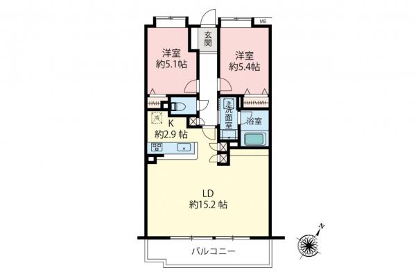 グリーンコーポ鶴瀬　3階 間取り図